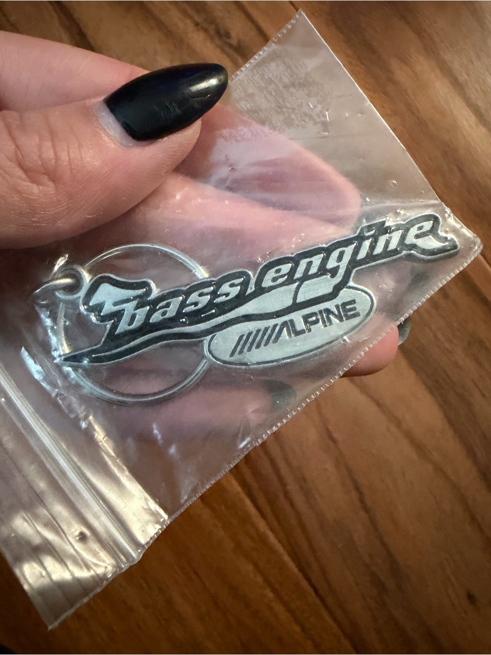 Alpine Bass Engine Silver and Black Metal Keychain